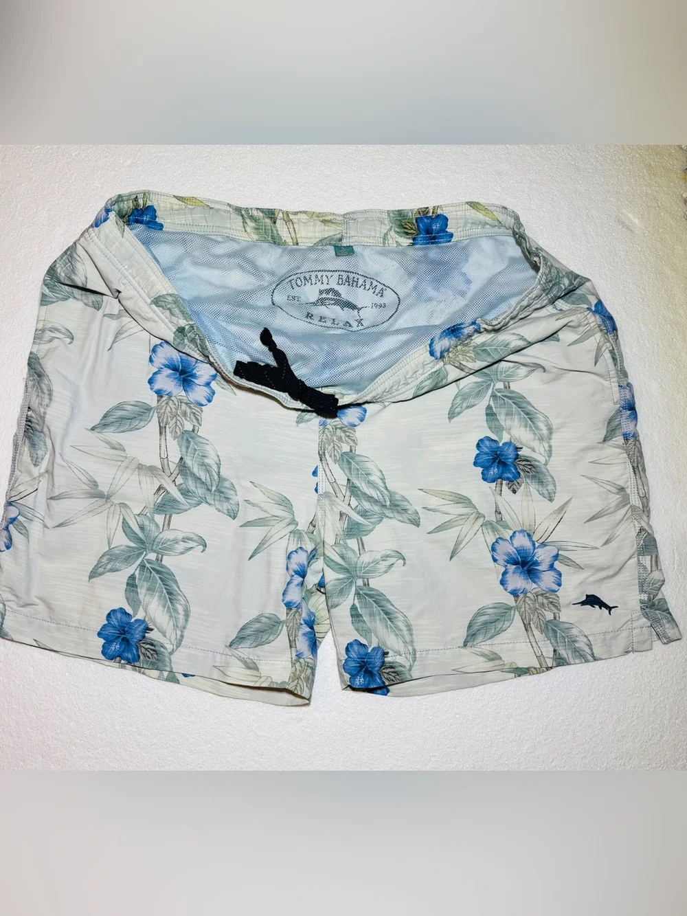Tommy Bahama Men’s Relax Cream and Blue Floral Swim Shorts